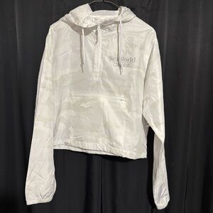 Sea World Rescue Lightweight Cropped Pull Over Hooded Windbreaker size L